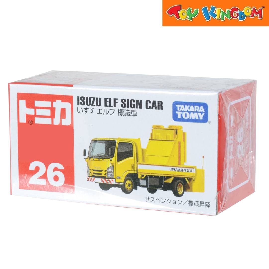 Tomica Isuzu Elf Road Sign Truck Yellow Die-cast | Toy Kingdom