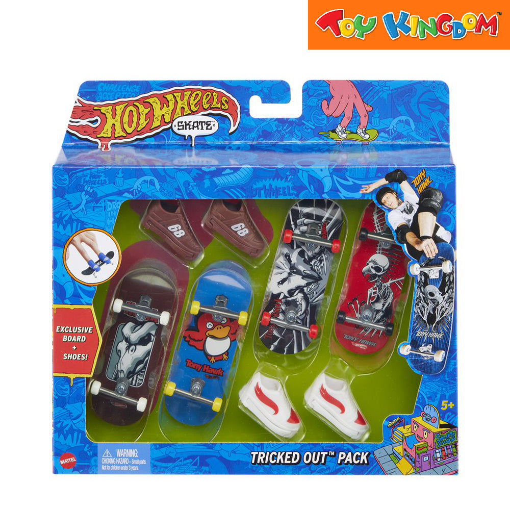 Hot Wheels Skate Tony Hawk Multipack – 4 Boards + 2 Paar Skateschuhe, Komplett Montiert