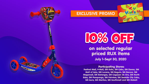 10% off on selected regular priced RUX items