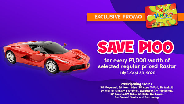 Save 100 for every P1,000 worth of selected regular priced Rastar