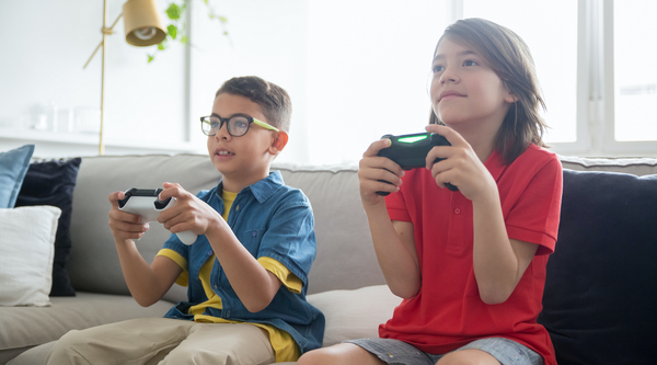 Kids playing video games