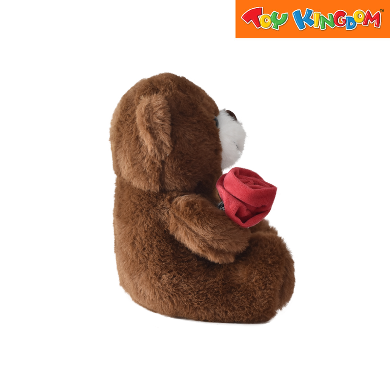 Bear With Rose Dark Brown 10 inch Stuffed Toy