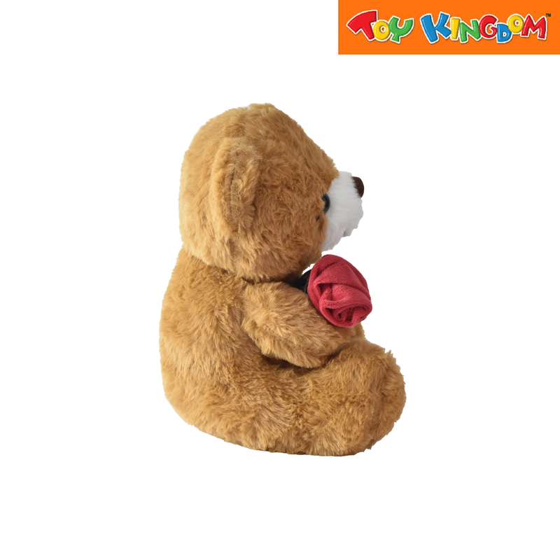 Bear With Rose Light Brown 10 inch Stuffed Toy