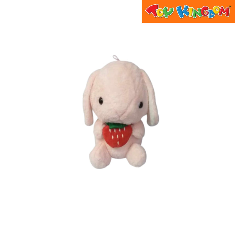 Sitting Rabbit With Strawberry Pink Plush