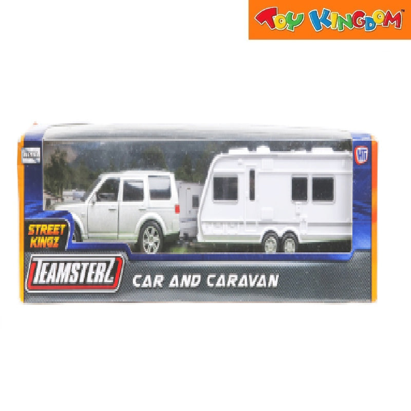 Teamsterz Car and Caravan - Silver and White Vehicle