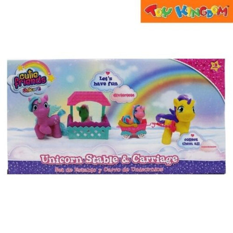 Happy Line Cutie Friends Yellow Unicorn Stable & Carriage