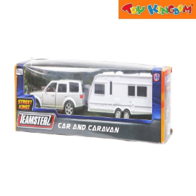 Teamsterz Car and Caravan - Silver and White Vehicle