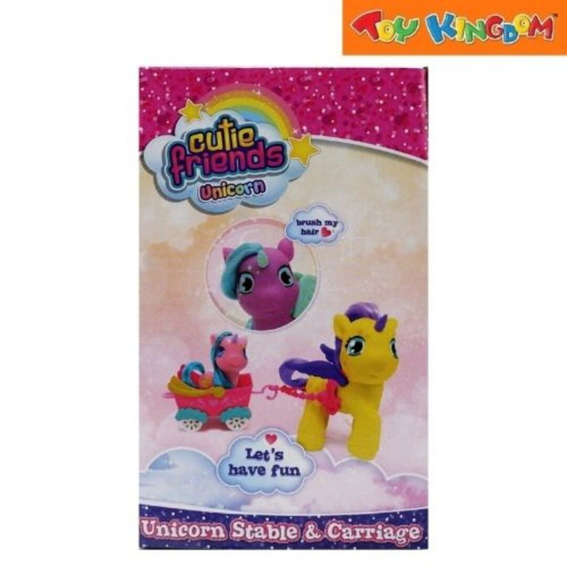 Happy Line Cutie Friends Yellow Unicorn Stable & Carriage