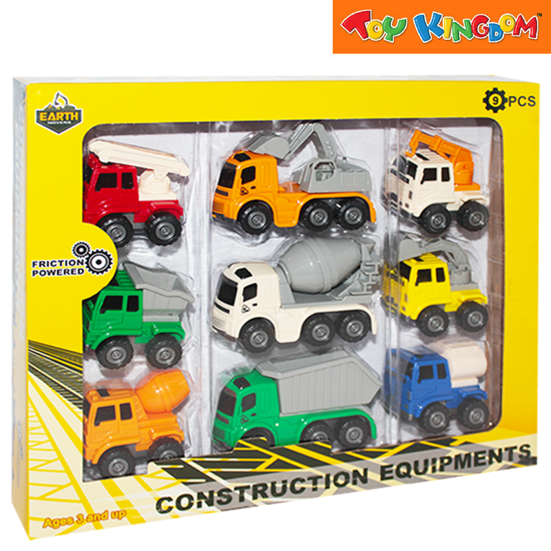 Earth Movers Multicolored 9 Pack Construction Vehicles