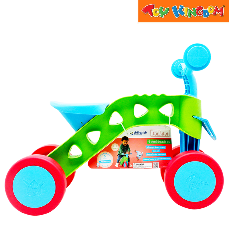 Chillafish ItsiBitsi 4-Wheel First Ride-On Blue and Green Balance Training Bike