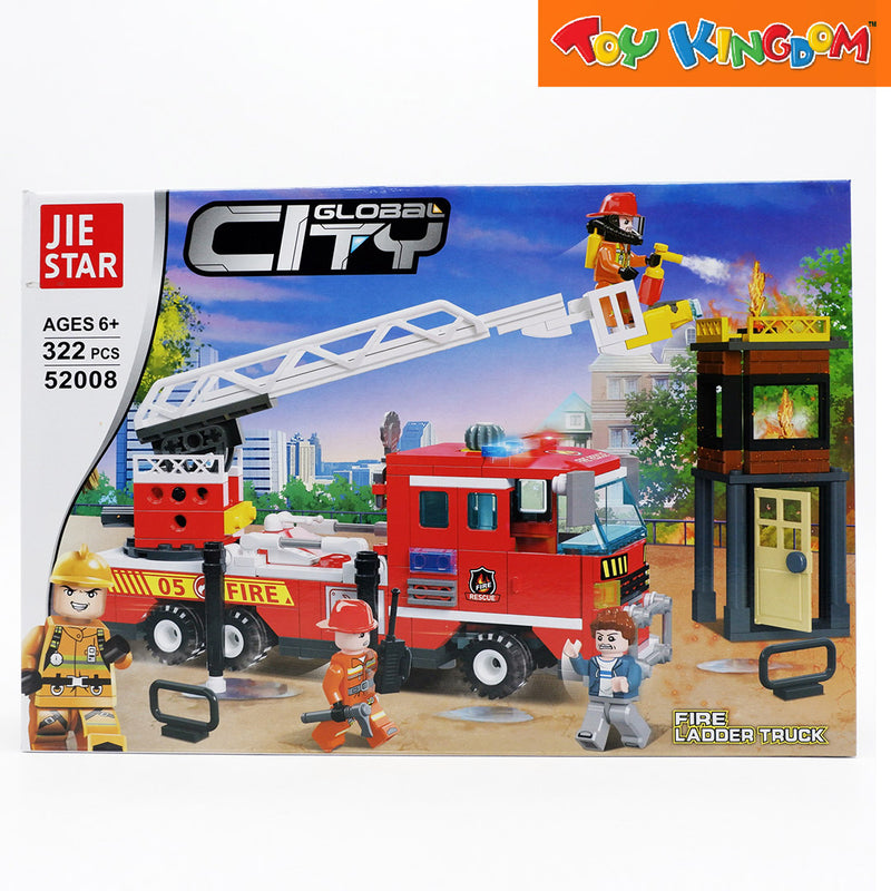 Jie Star Blocks Global City Fire Ladder Truck 322 Pcs Building Blocks