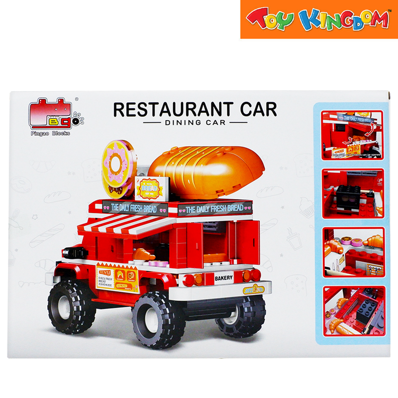 Pingao Blocks Restaurant Car Bread Cart 356 pcs Building Set