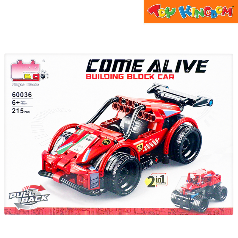 Pingao Blocks Come Alive 2-in-1 Racing Car Red 215 pcs Vehicle Building Set