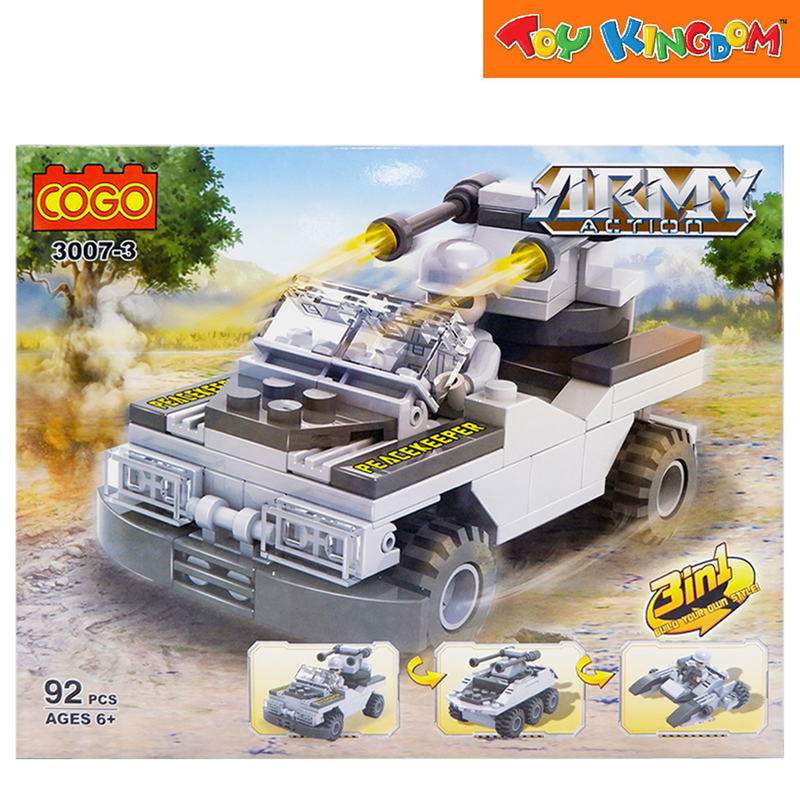Cogo 3007 3 Army Action Jeep 92 Pcs Blocks