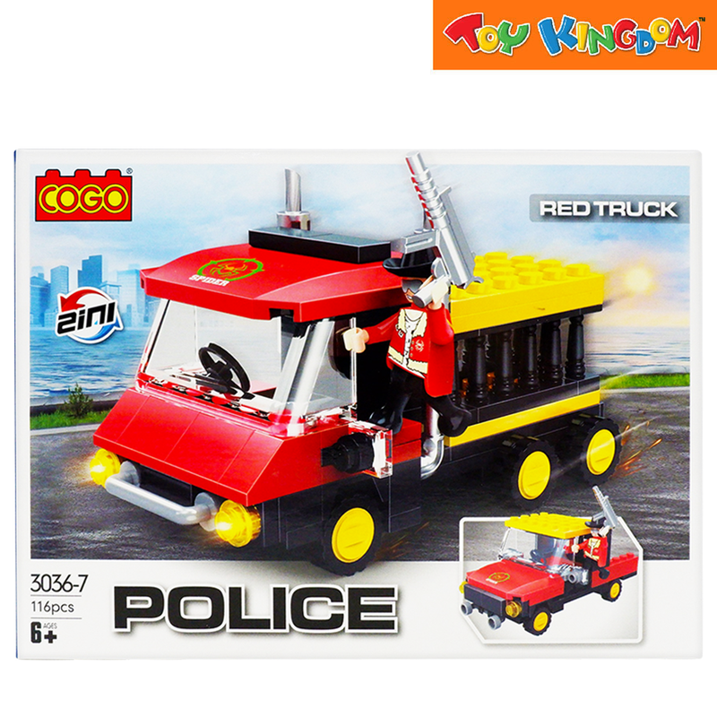Cogo Police Red Truck 116 pcs Building Blocks