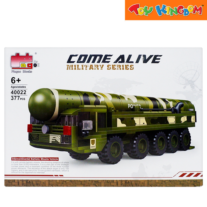 Pingao Blocks 40022 Come Alive Military Series 377 Pcs Intercontinental Ballistic Missile Vehicle