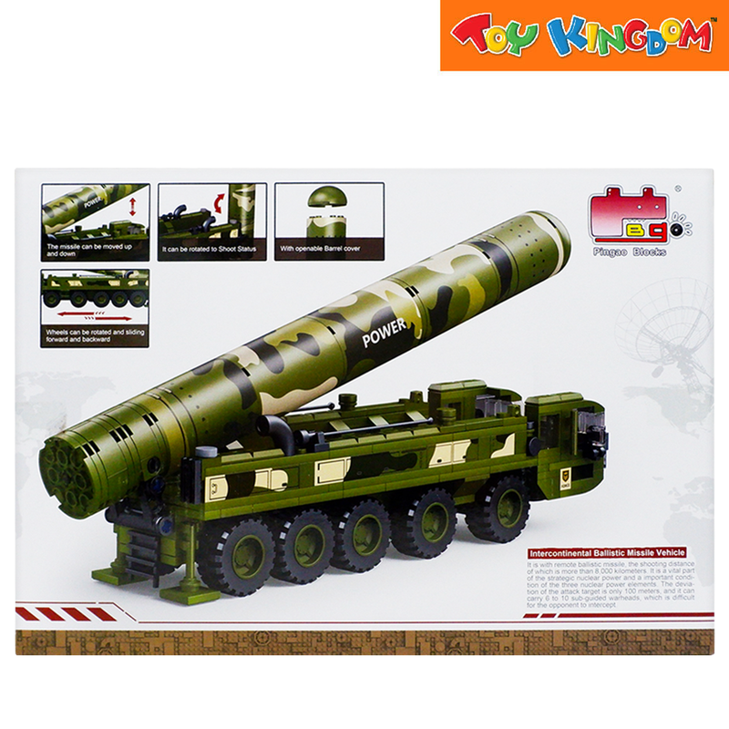 Pingao Blocks 40022 Come Alive Military Series 377 Pcs Intercontinental Ballistic Missile Vehicle