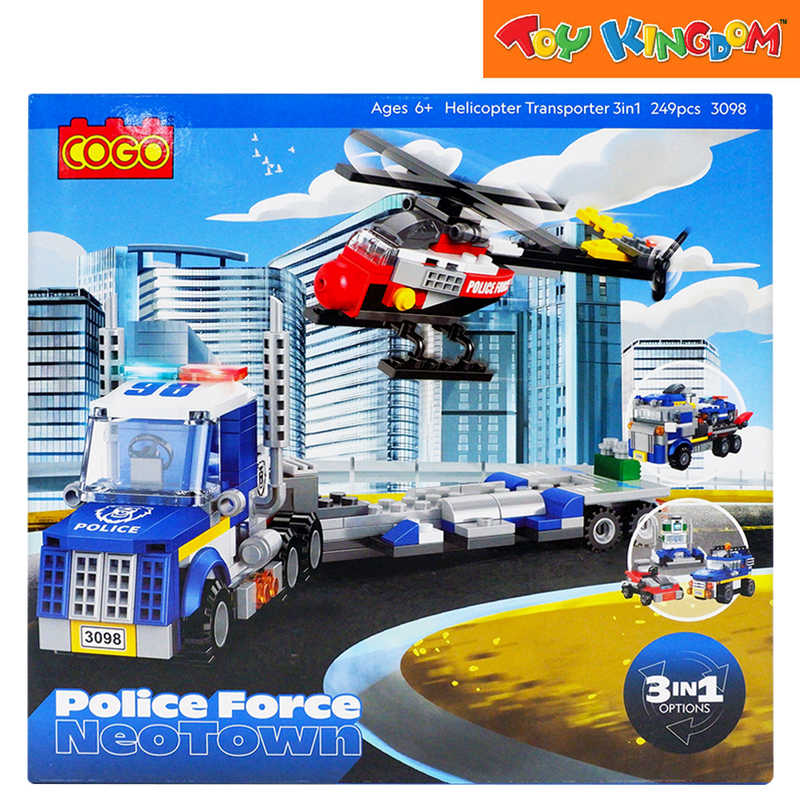 Cogo 3098 Helicopter Transporter Police Force Neotown 249 Pcs Blocks