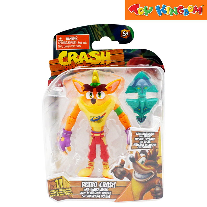Crash Bandicoot Retro Crash with Ikaika Mask 4.5 inch Figure
