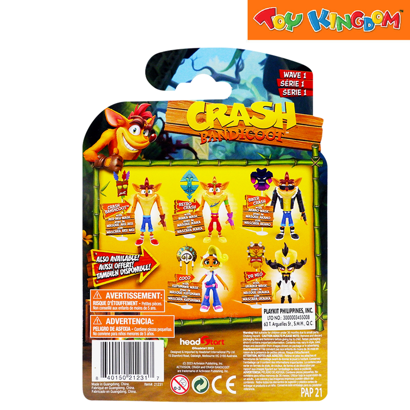 Crash Bandicoot Retro Crash with Ikaika Mask 4.5 inch Figure