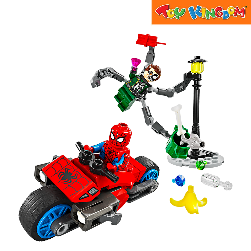 Lego Marvel 76275 Super Heroes Motorcycle Chase: Spider-Man VS. Venom Doc Ock 77pcs Building Blocks