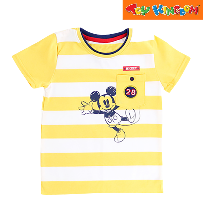 Disney Mickey Mouse Stripe Roundneck Shirt with Pocket