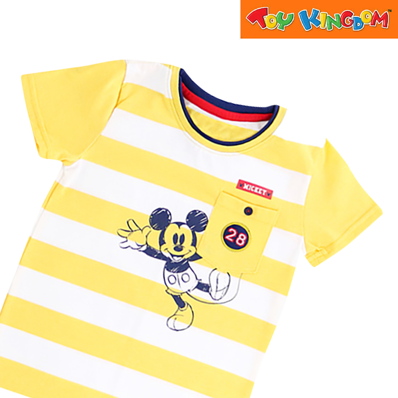 Disney Mickey Mouse Stripe Roundneck Shirt with Pocket
