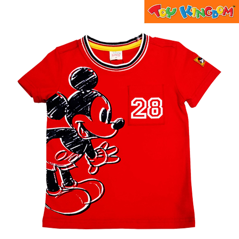 Disney Jr. Mickey Mouse Standing Shirt with Striped Rib