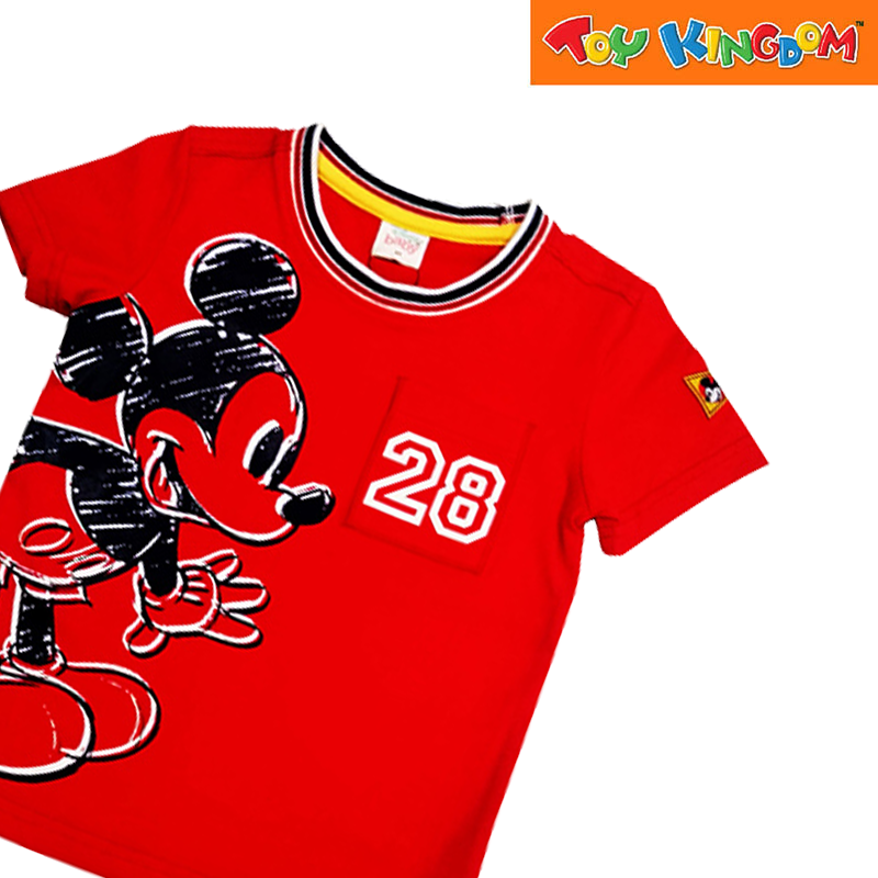 Disney Jr. Mickey Mouse Standing Shirt with Striped Rib