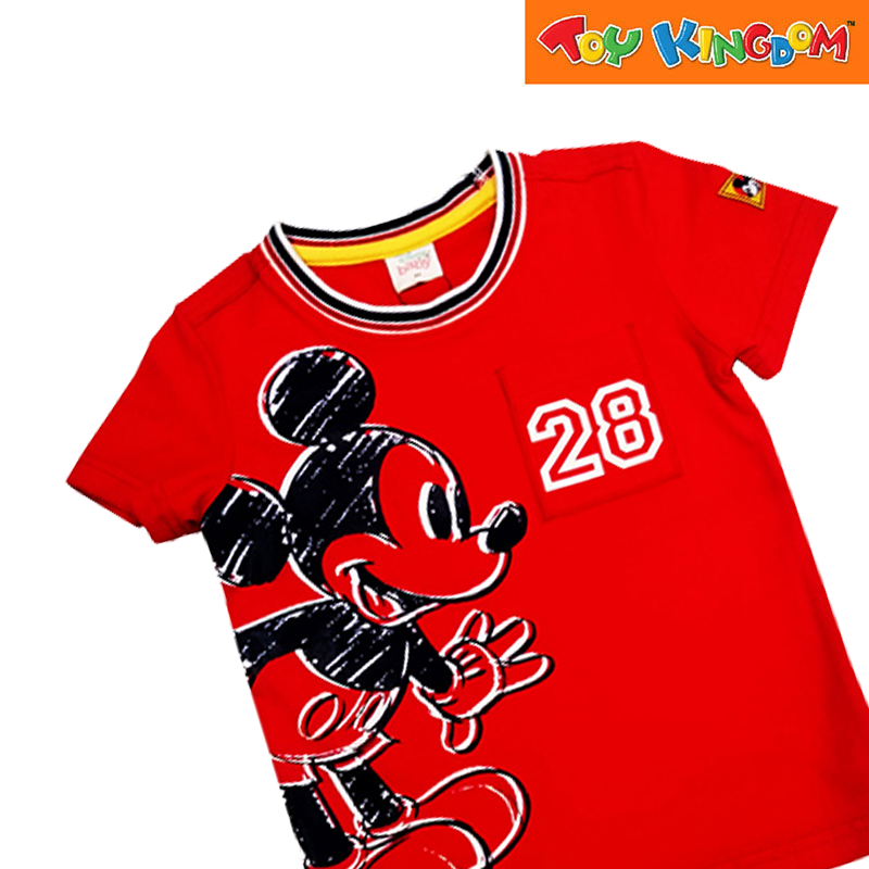 Disney Jr. Mickey Mouse Standing Shirt with Striped Rib