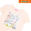 Disney Princess Belle Dolman Sleeves Boxy Tee with Spot Print And Glitters Accent