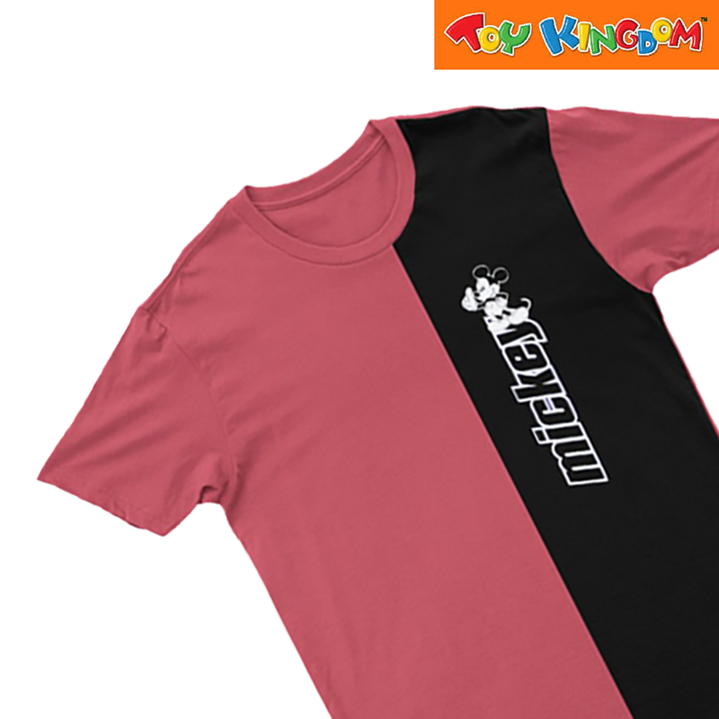 Disney Mickey Mouse Litmus Pink/Black Round Neck Shirt