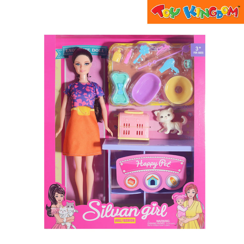 Silvan Girl In Skirt 11.5 inch Fashion Doll Playset