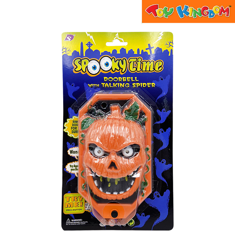 Halloween Pumpkin Spooky Time Doorbell With Talking Spider