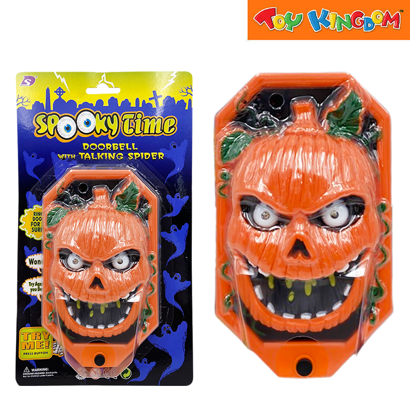 Halloween Pumpkin Spooky Time Doorbell With Talking Spider