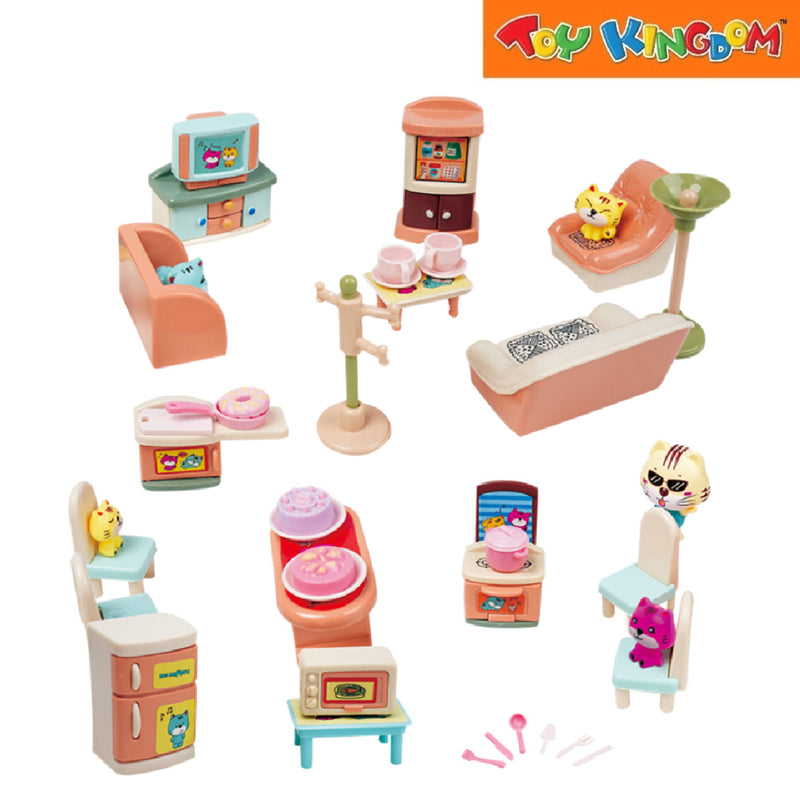 Meow Simulated Life Scene Living Room/Kitchen 41pcs Mini Figures