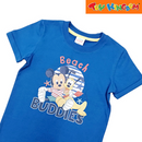Disney Mickey Mouse and Pluto Beach Buddies Round Neck Tee with Mock Folded Sleeves