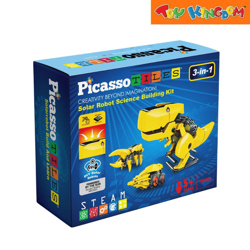 Picasso Tiles STEAM Solar Robot Science Dinosaur 3-in-1 Building Kit