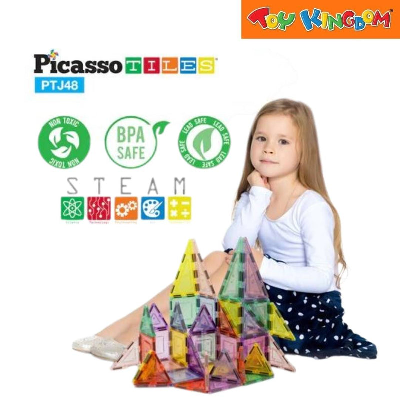 Picasso Tiles Pastel Glitter Magnetic 48pcs Building Tiles Set