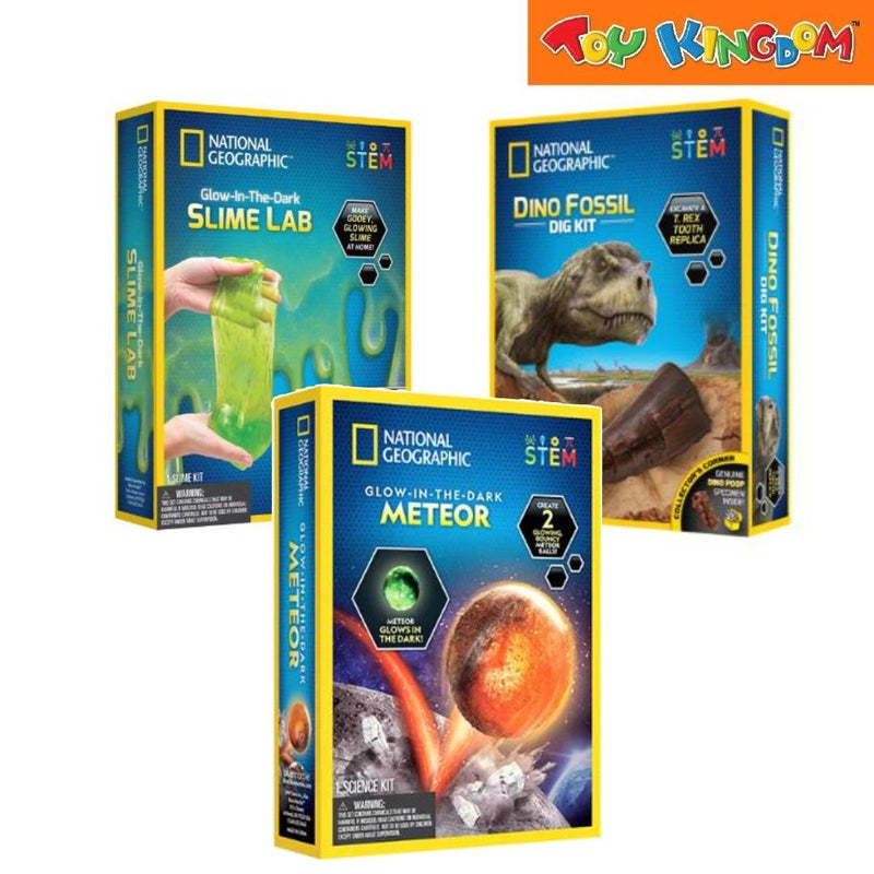 National Geographic Science Kit Slime Science + Dino Dig Kit + Meteor Bundle