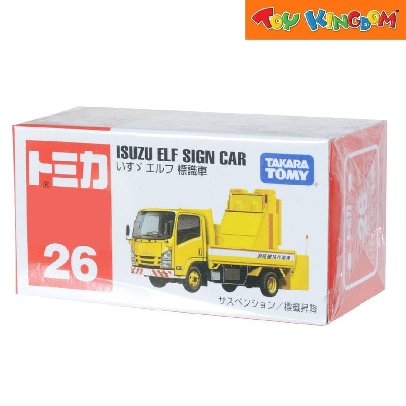 Tomica Isuzu Elf Road Sign Truck Yellow Die-cast