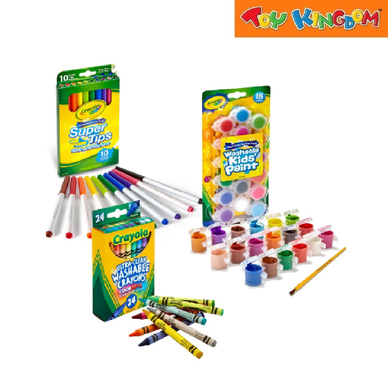 Crayola Bundle Washable Kids Paint Supertips Washable Markers Ultra Clean Washable Crayons