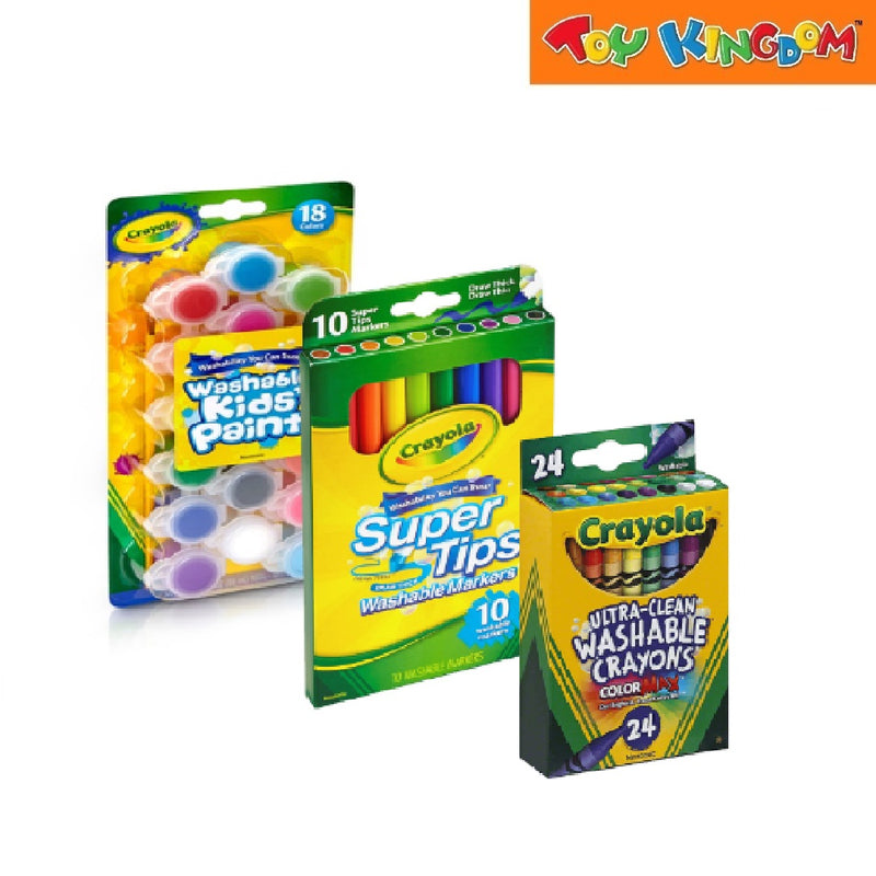 Crayola Bundle Washable Kids Paint Supertips Washable Markers Ultra Clean Washable Crayons