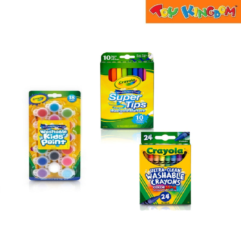 Crayola Bundle Washable Kids Paint Supertips Washable Markers Ultra Clean Washable Crayons
