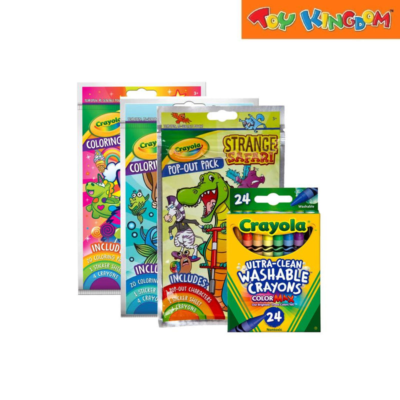 Crayola Bundle 24pcs Ulta-Clean Washable Crayons + 3pcs Value Coloring Party Pack