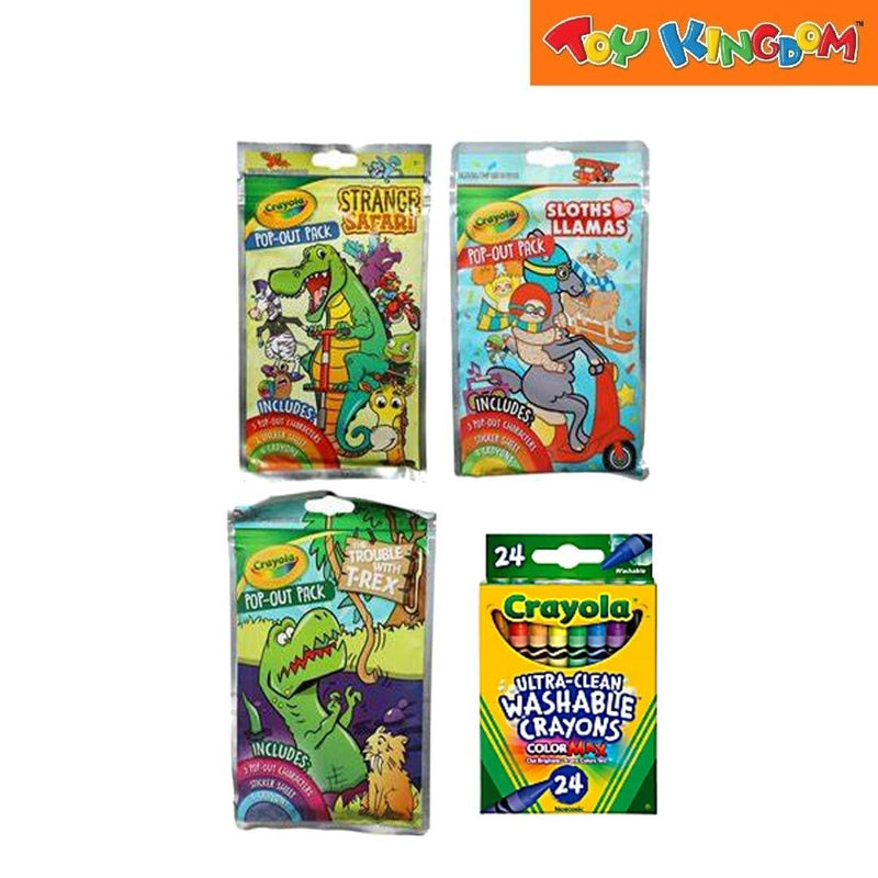 Crayola Bundle 24pcs Ulta-Clean Washable Crayons + 3pcs Value Coloring Party Pack