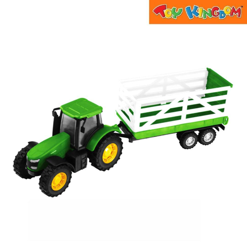 Teamsterz Country Life Tractor And Trailer Green Die-cast