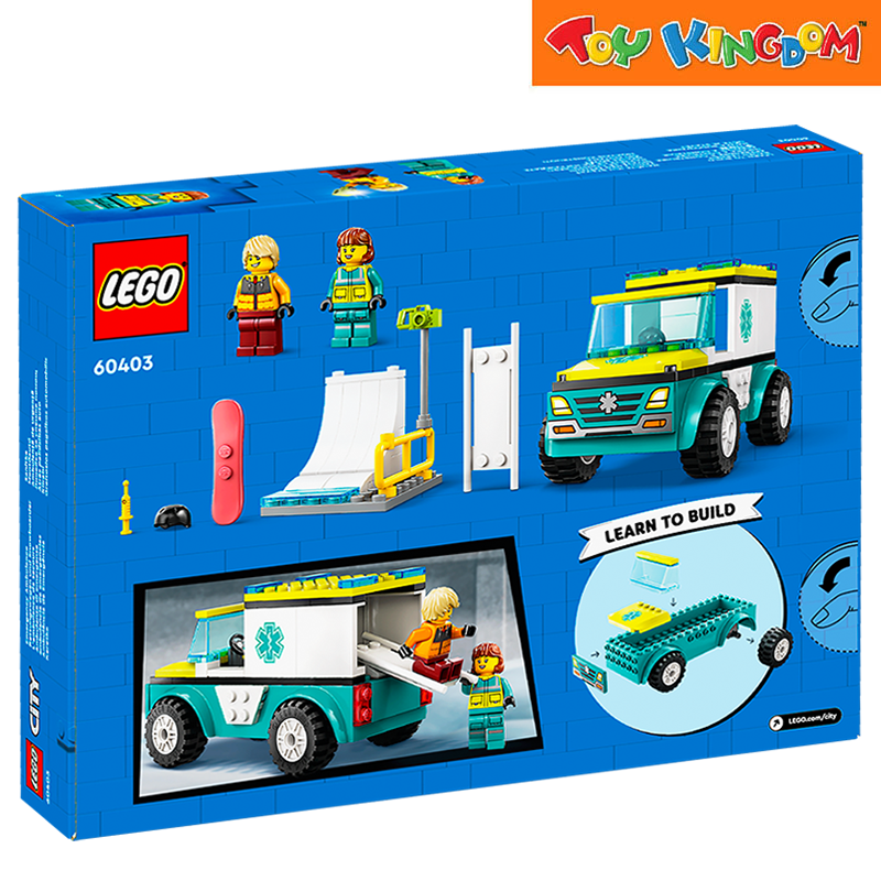 Lego 60403 City Emergency Ambulance And Snowboarder 79pcs Building Blocks