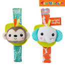 Kids II Bright Starts Monkey & Elephant Rattle & Teether Wrist Pals