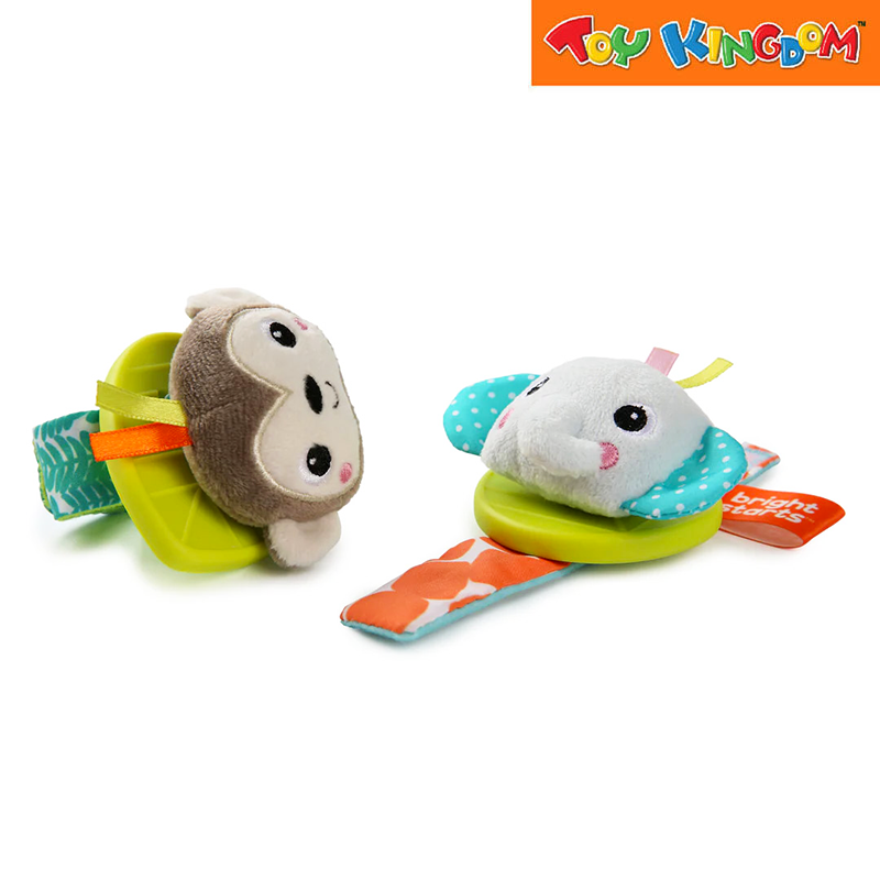 Kids II Bright Starts Monkey & Elephant Rattle & Teether Wrist Pals